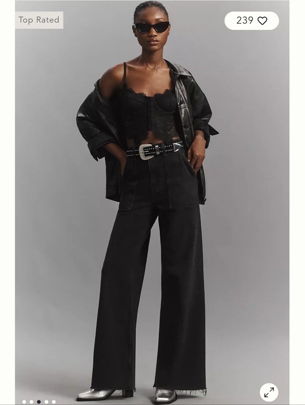 Pistola Penny High Rise Wide Leg Jean In Black Wash - Like New - Size 26